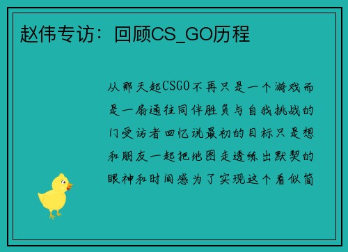 赵伟专访：回顾CS_GO历程